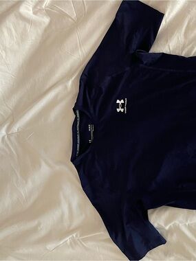 Under Armour Navy Blue Short Sleeve Performance Tee with White Logo